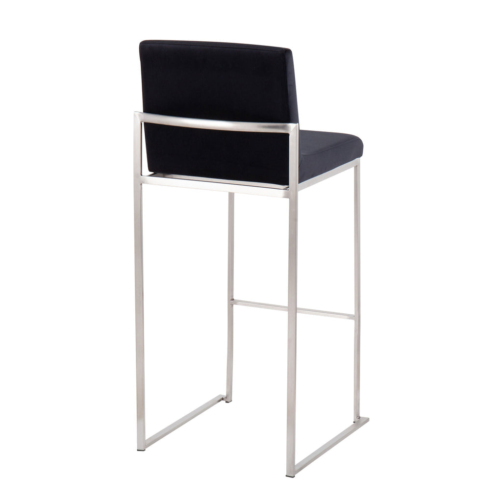 Contemporary High Back Barstool Set with Upholstered Seat – Multiple Colors