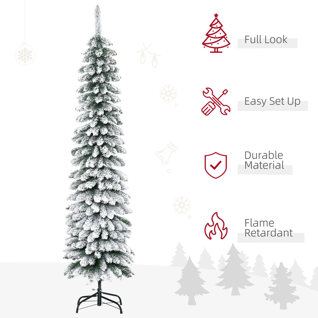 6' Snow Flocked Artificial Christmas Tree with Realistic Branches - White