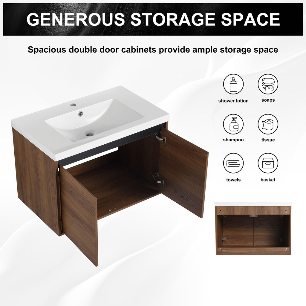 Bathroom Vanity Set with Resin Countertop Sink - Dark Brown