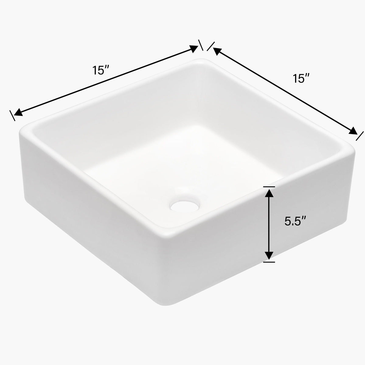 Elegant European Style Ceramic Square Vessel Bathroom Sink with Stain-Resistant Surface - White