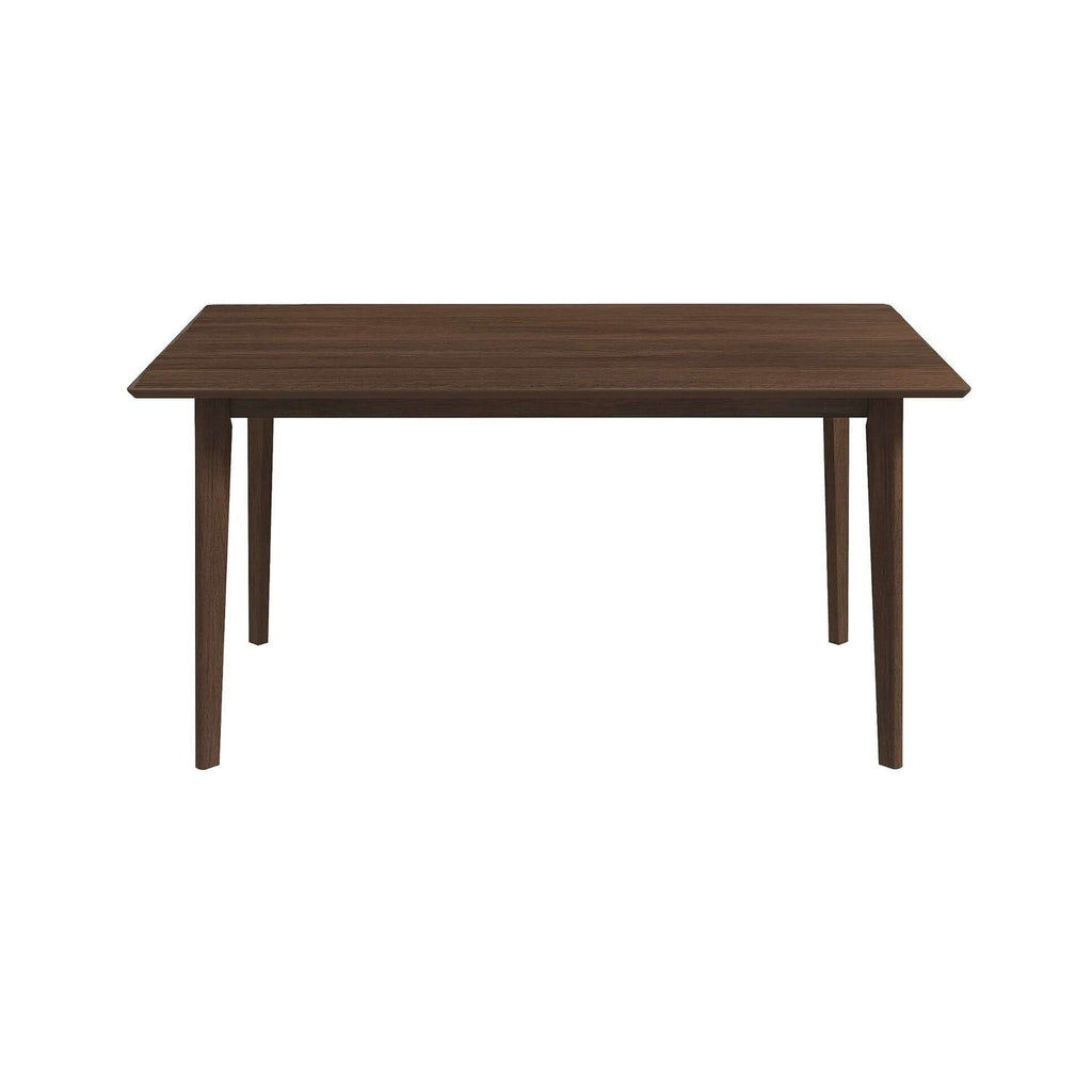 Mid-Century Modern Solid Wood Dining Table with Beveled Edges - Dark Brown or White