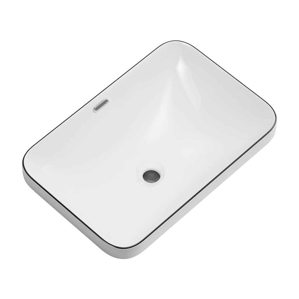 Milk White / Black Undermount Bathroom Sink with Flush-Mount Basin