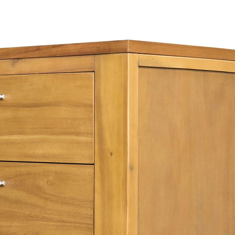 Natural Wood 5 Drawer Dresser with Ample Storage - Brown