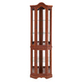 Corner Curio Cabinet with Lights and Adjustable Shelves - Walnut