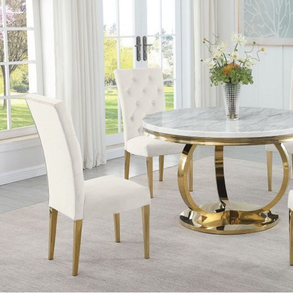 Modern Upholstered Dining Chair Set with Tufted Back - Multiple Colors