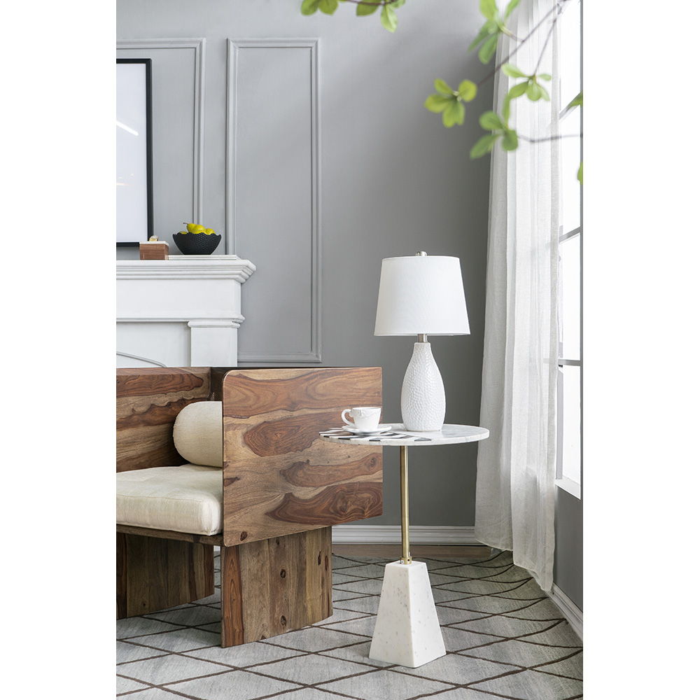 Wooden Arm Chair with Panel-Style Legs - Brown