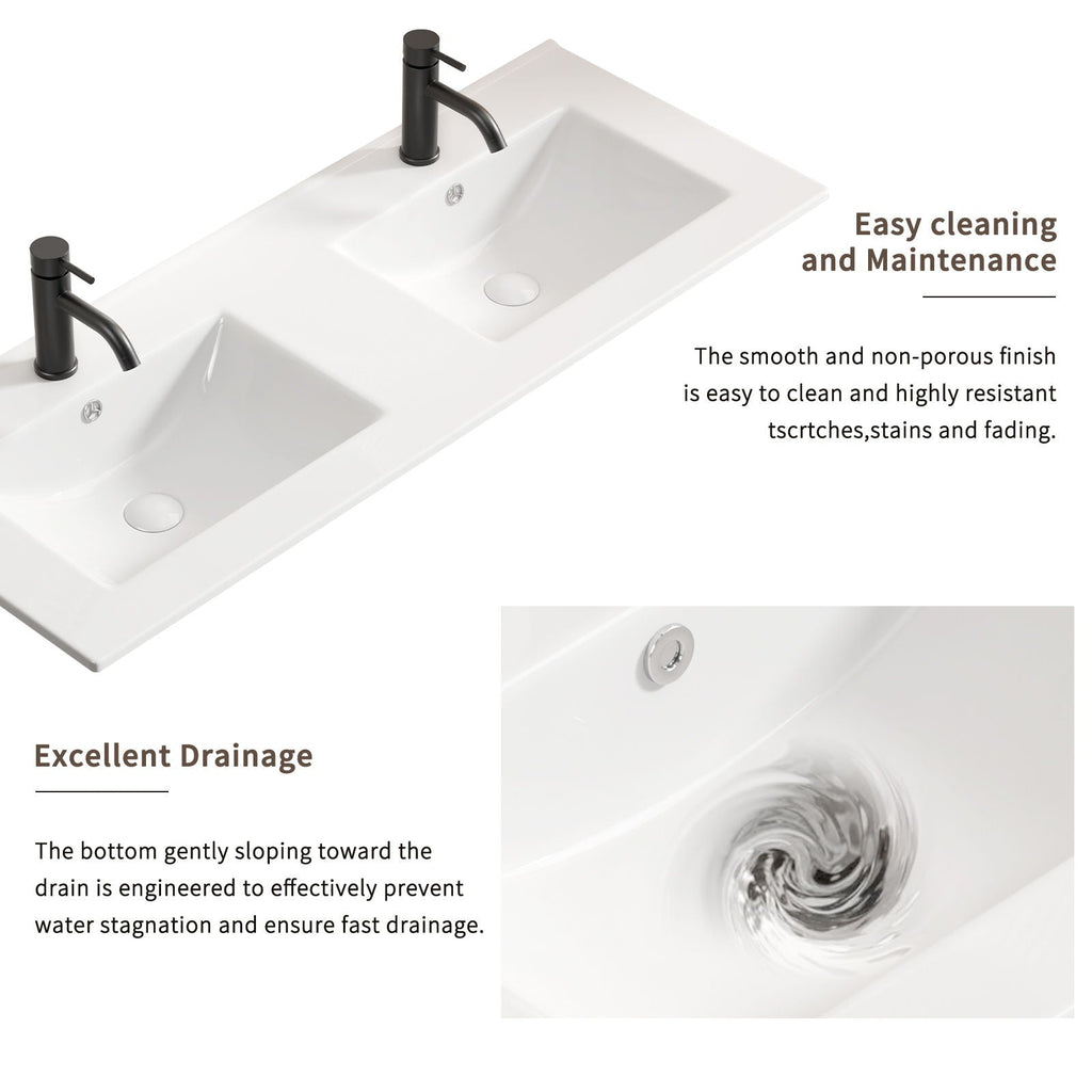 Milk White Bathroom Sink Vanity Top with Thin-Edge Design - 47.64" Wide