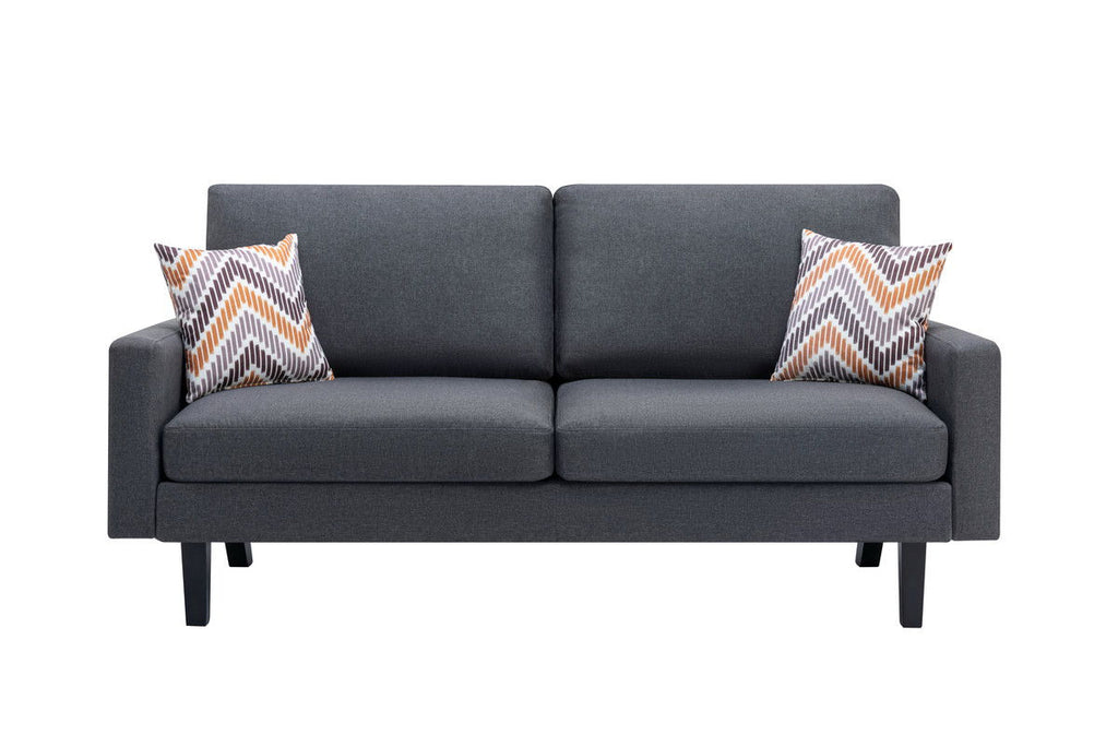 Minimalistic Stationary Sofa with 2 Throw Pillows - Select Color