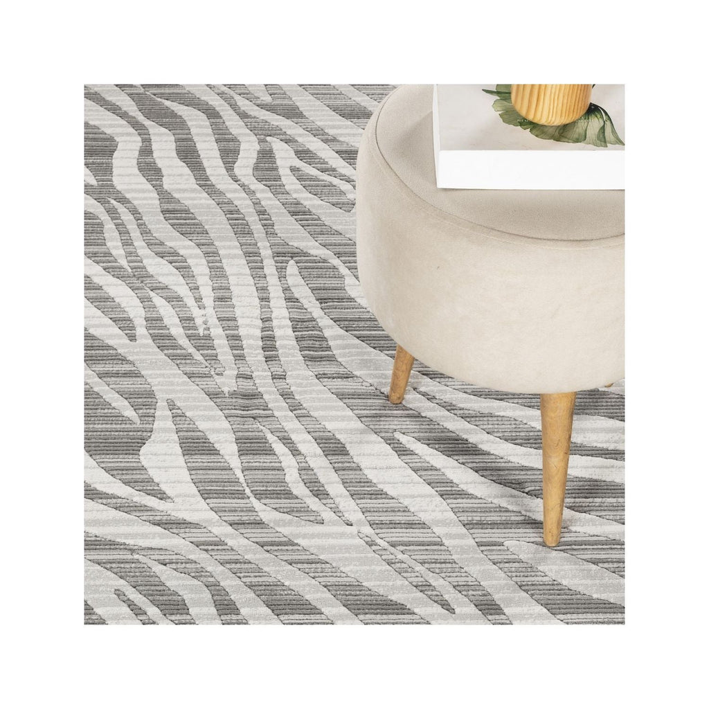 Geometric 3D Effect Area Rug with Ultra-Soft Fibers - Gray