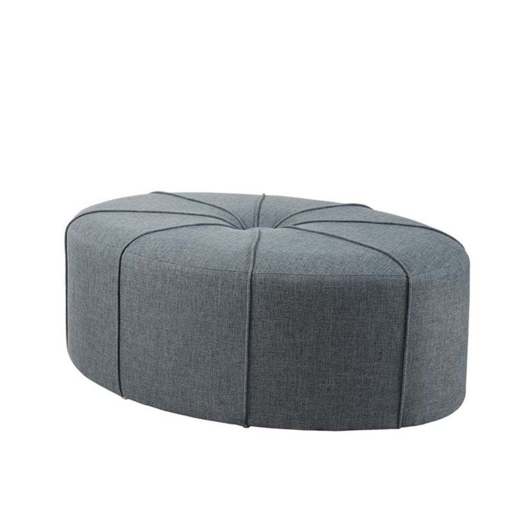 Large Cocktail Ottoman with Button Tufted Center - Blue or Beige