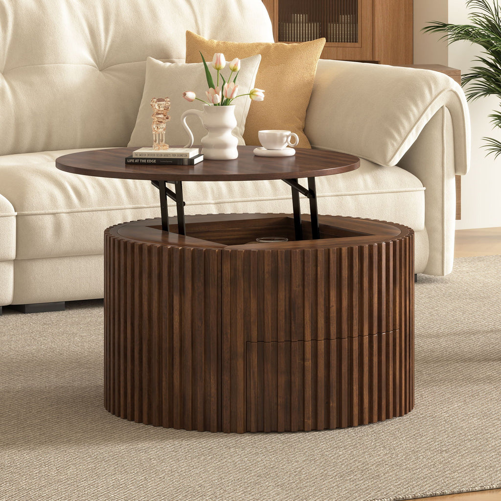 Round Lift Top Coffee Table with Hidden Storage - Multiple Colors