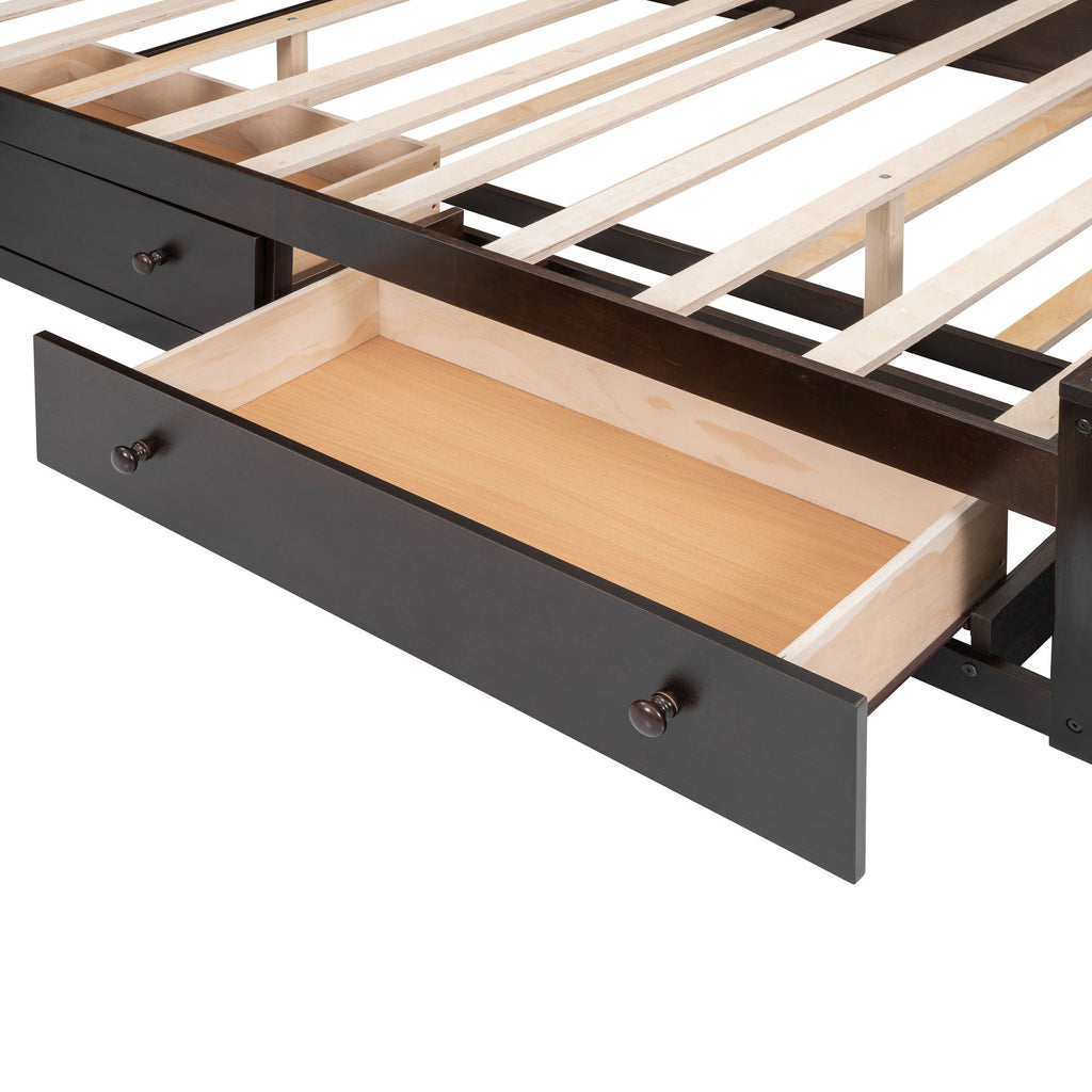 Queen Cabinet Bed with Storage, Drawers, and Charging Outlets - Multiple Colors
