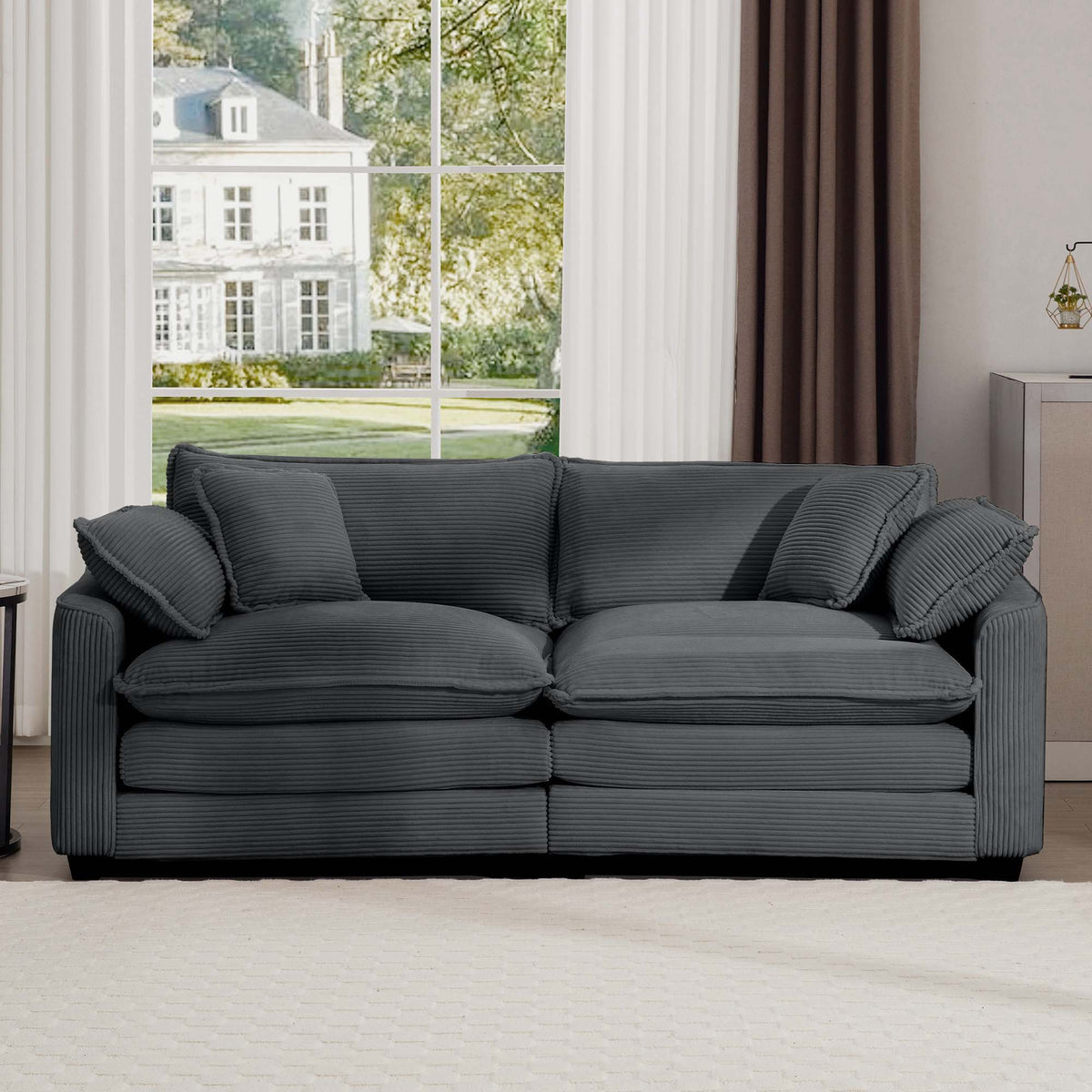 Modern Upholstered Deep Seating Loveseat with 4 Pillows - Multiple Colors