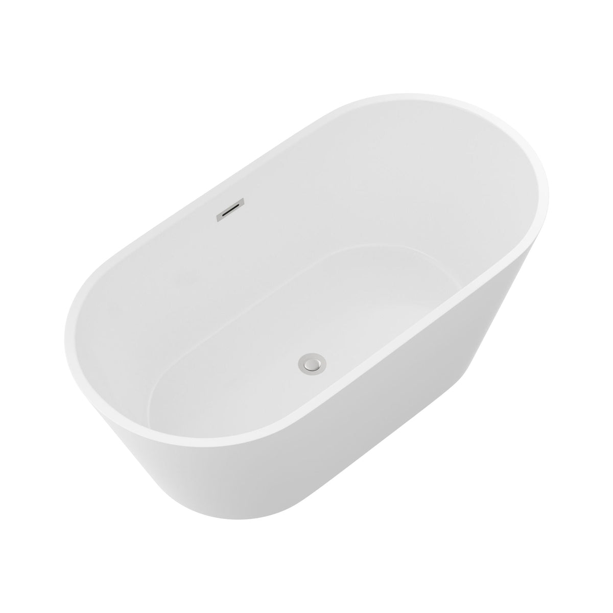 Gloss Freestanding Soaking Bathtub with Overflow and Drain - White