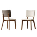 Dining Chair Set of 2 - White / Deep Walnut
