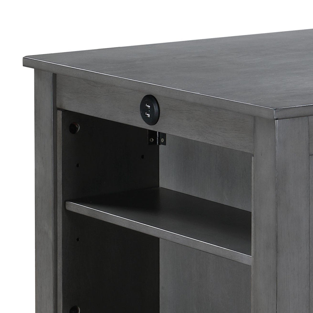 3 Piece Counter Height Dining Set with Storage Shelves - Gray or White