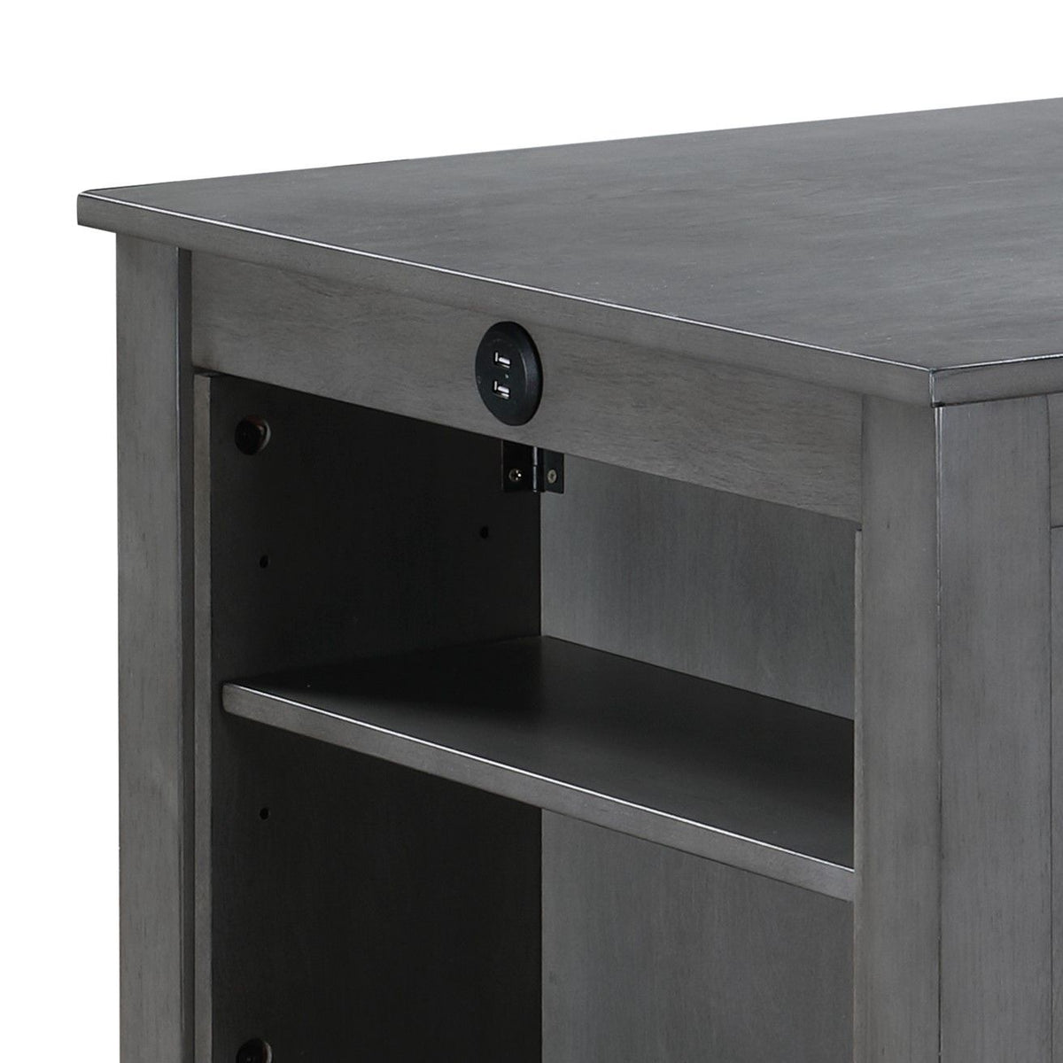 3 Piece Counter Height Dining Set with Storage Shelves - Gray or White