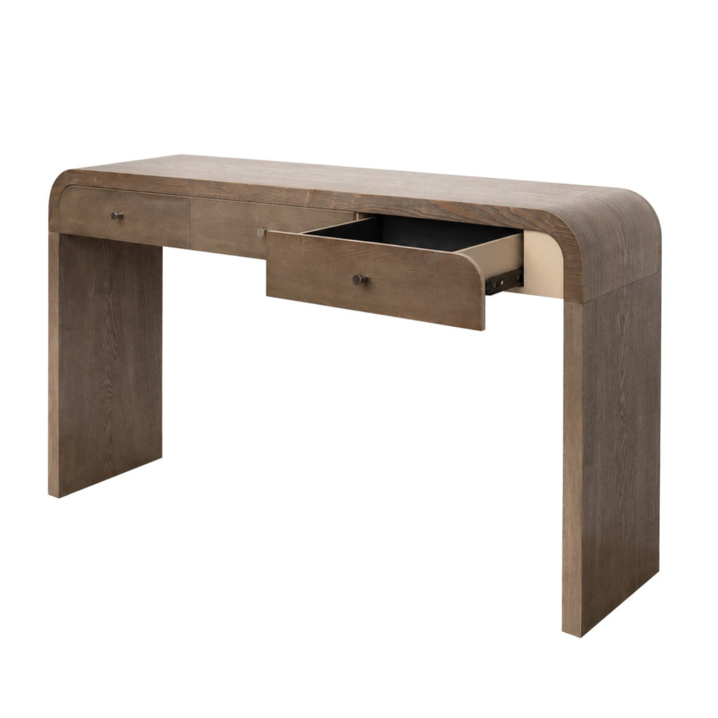 Dark Storage Table with 3 Drawers - Aged Blue & Dark Brown