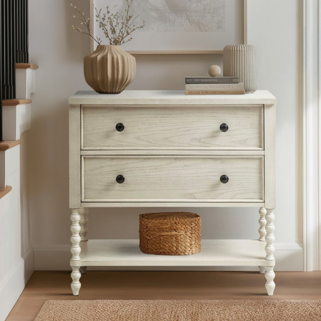 Signature Beckett 2 Drawer Accent Chest with Solid Wood Frame - Dark Brown or Beige
