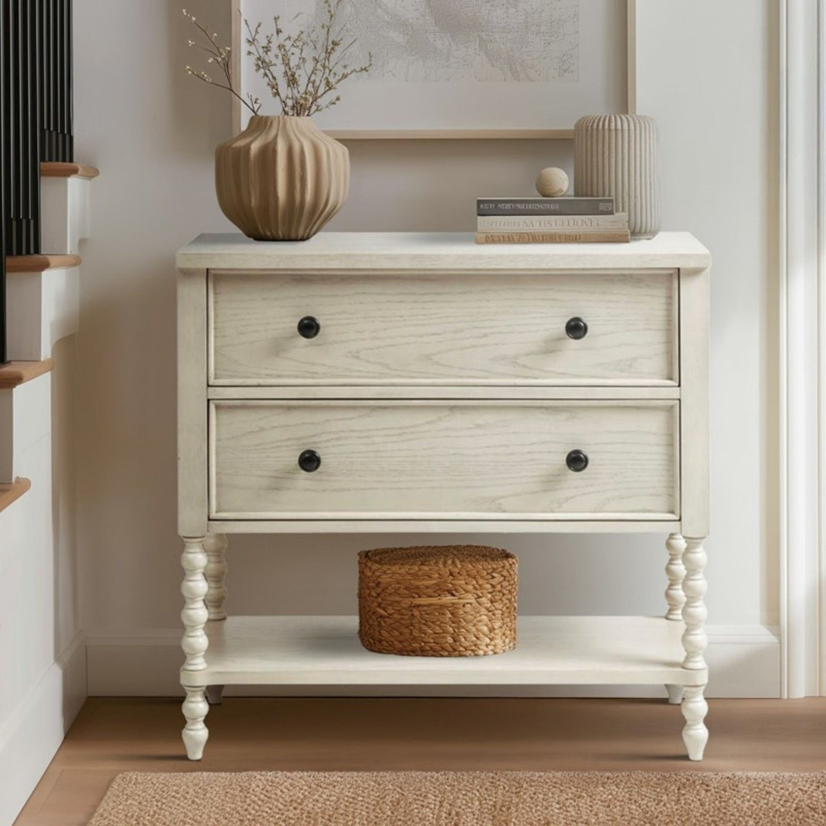 Signature Beckett 2 Drawer Accent Chest with Solid Wood Frame - Dark Brown or Beige
