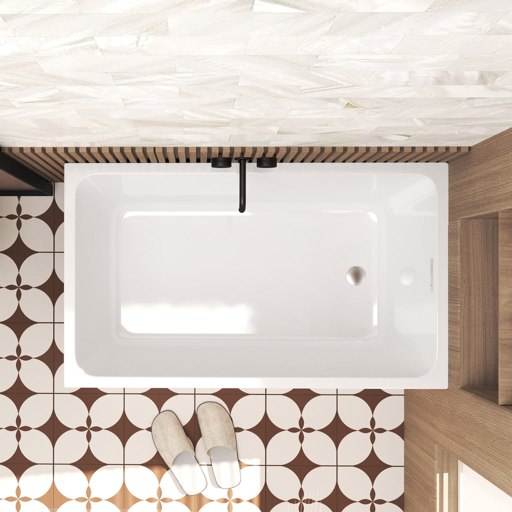 Gloss White Freestanding Bathtub with Drain – Rectangular Shape