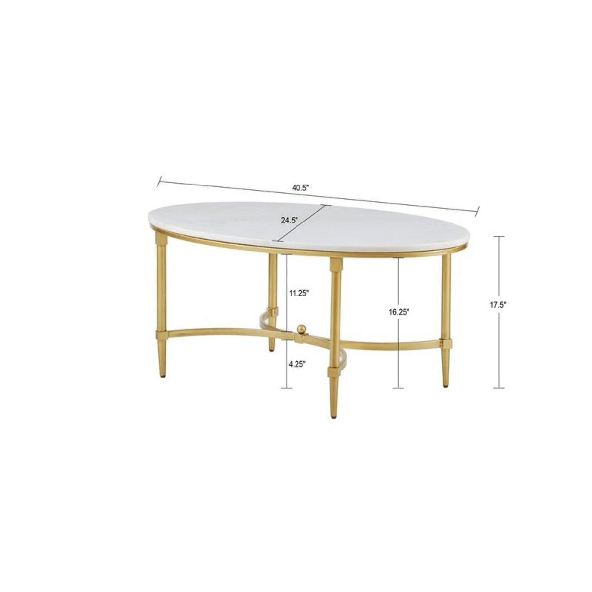 White Marble Coffee Table with Gold Metal Legs - Bordeaux