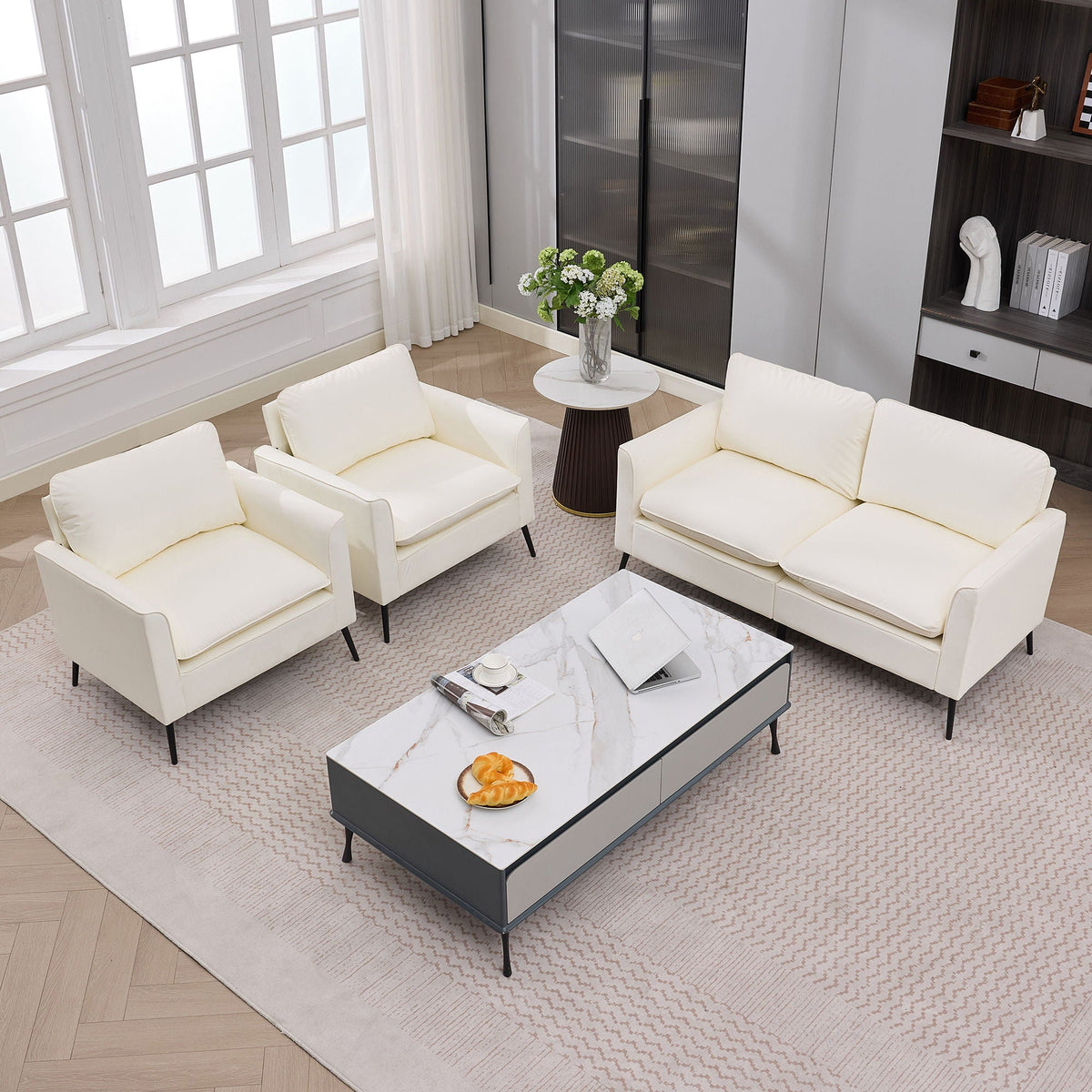 Upholstered Loveseat with Plush Headrest - Multiple Colors