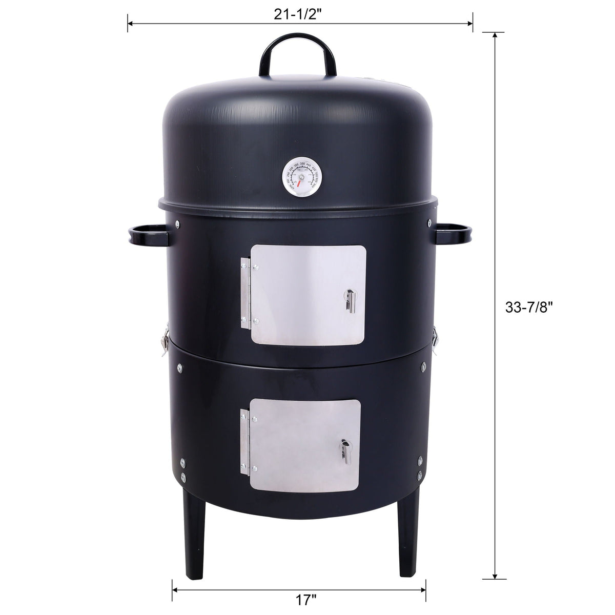 17" Steel Charcoal BBQ Grill with Built-in Thermometer - Black