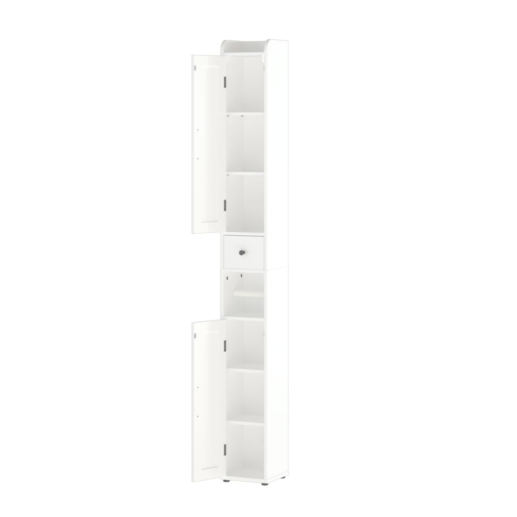 Slim Tall Bathroom Storage Cabinet with Adjustable Shelves - White