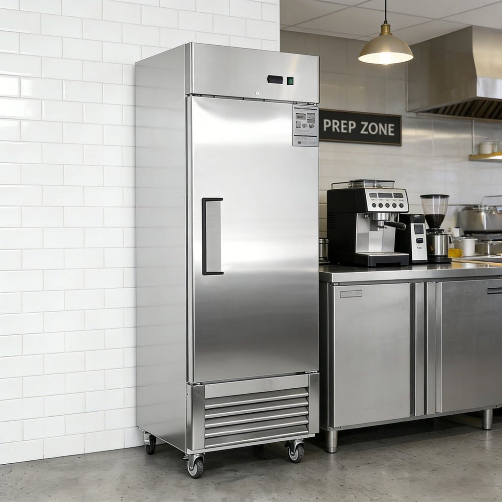 27" Commercial Refrigerator with Stainless Steel Construction - Solid Door