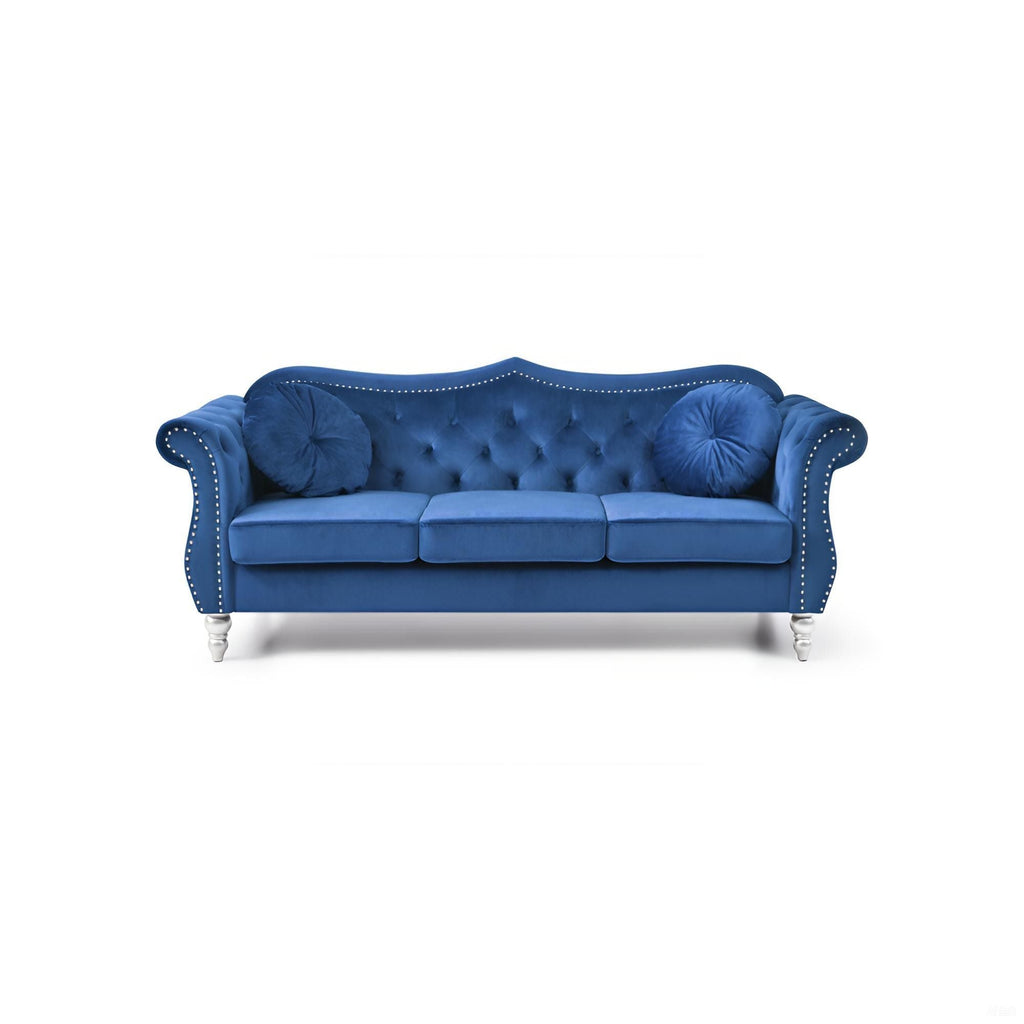 Hollywood Sofa with Tufted Back and Nailhead Trim - Multiple Colors