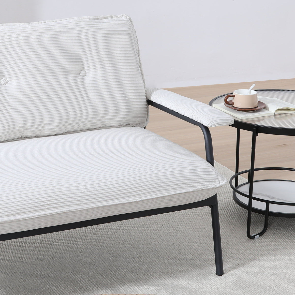 Modern Metal Frame Sofa with Sponge Filling - Beige