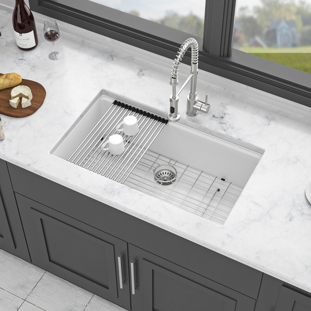 Granite Composite Workstation Undermount Kitchen Sink - Black or White