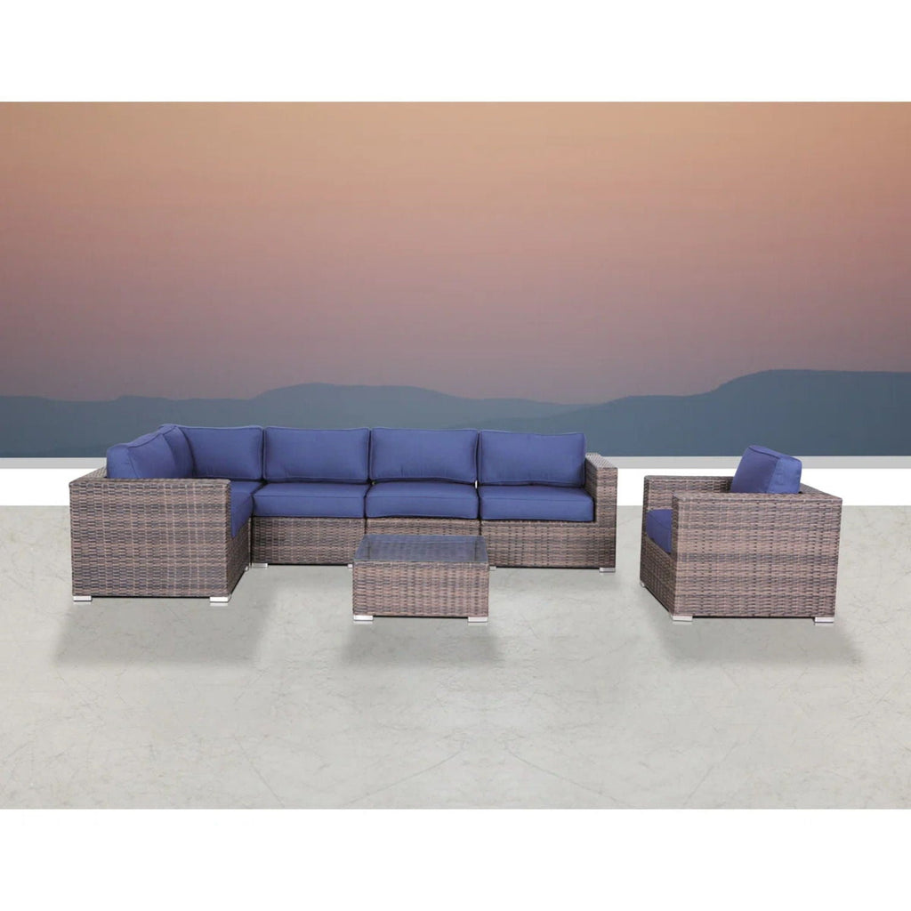 Wicker Outdoor Seating Group Set with Cushions and Table - Multiple Colors