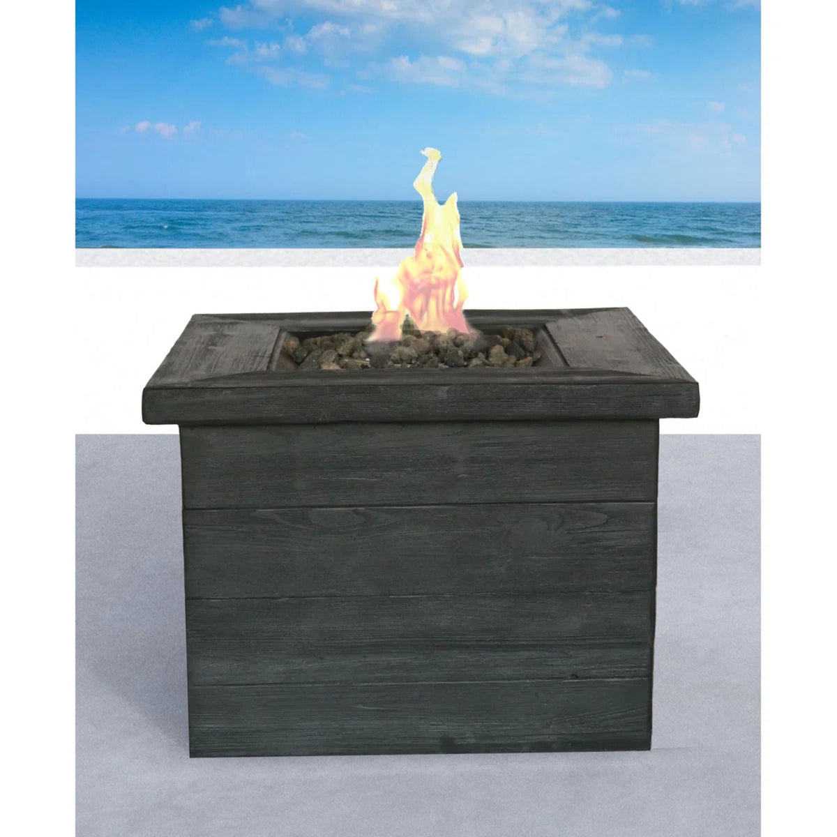 Fiber Reinforced Fire Pit Table with 40,000 BTU Output - Charcoal