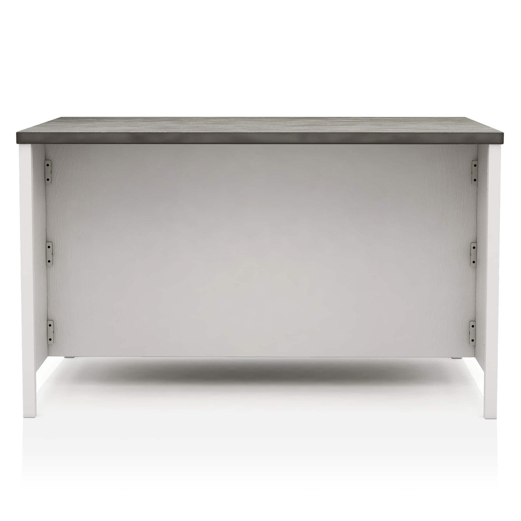 Counter Height Dining Table with Storage Cabinet Base - Dark Gray / Off White