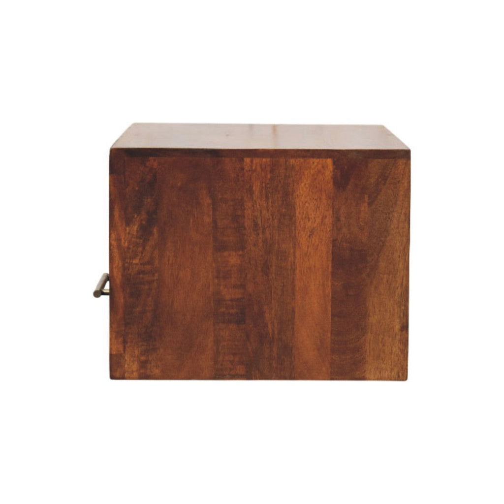 Solid Wood Cadiz Textured Bedside Table with Carved Detailing - Chestnut