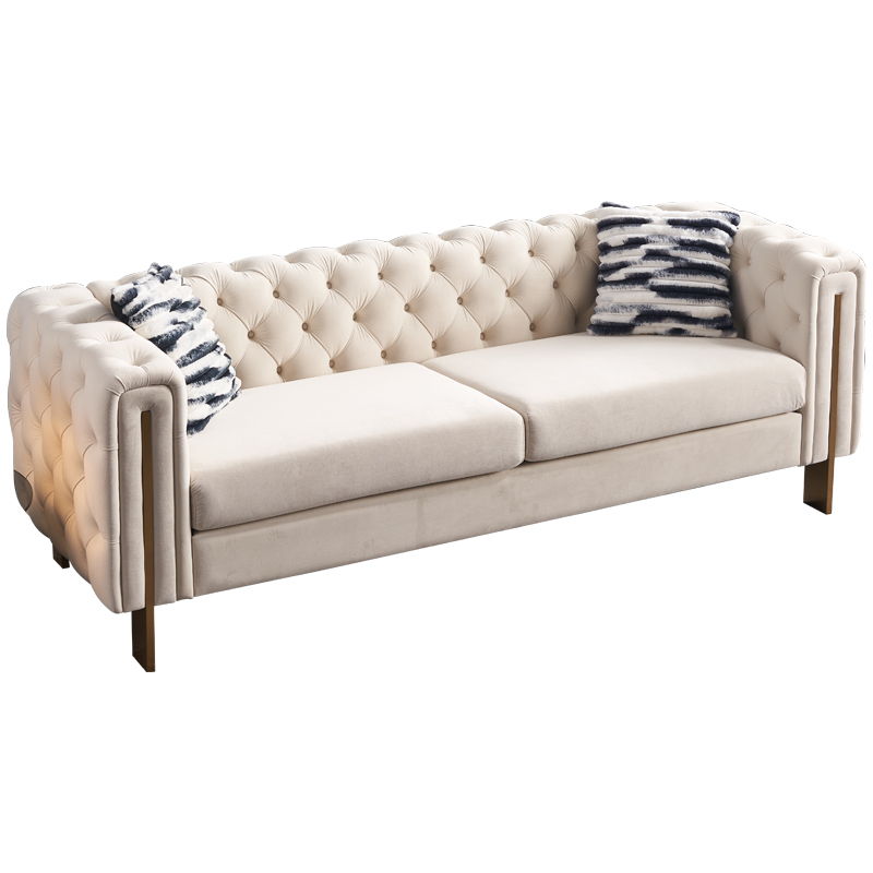 Modern Tufted Living Room Sofa with Button Detail - 84.25" Wide, Multiple Colors