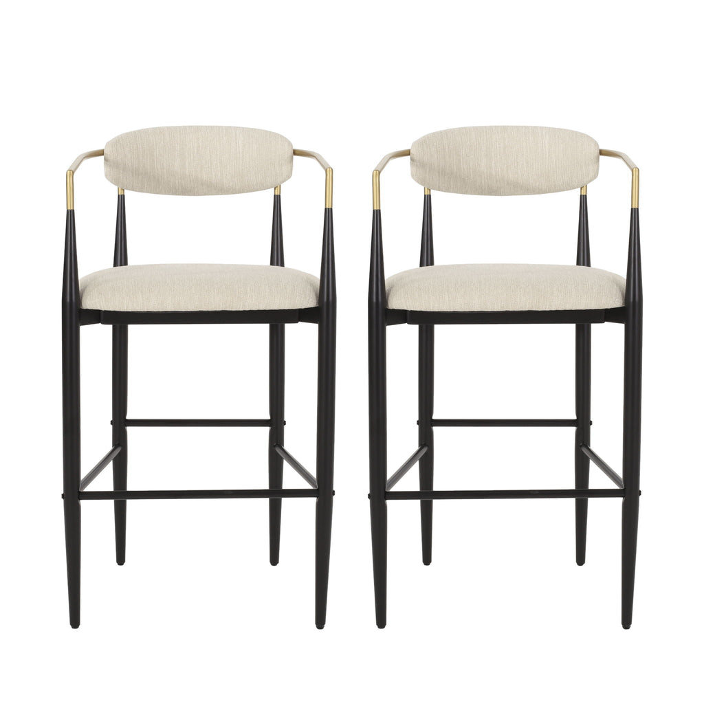 Upholstered Bar Stools With Backs For Kitchen Island (Set of 2)