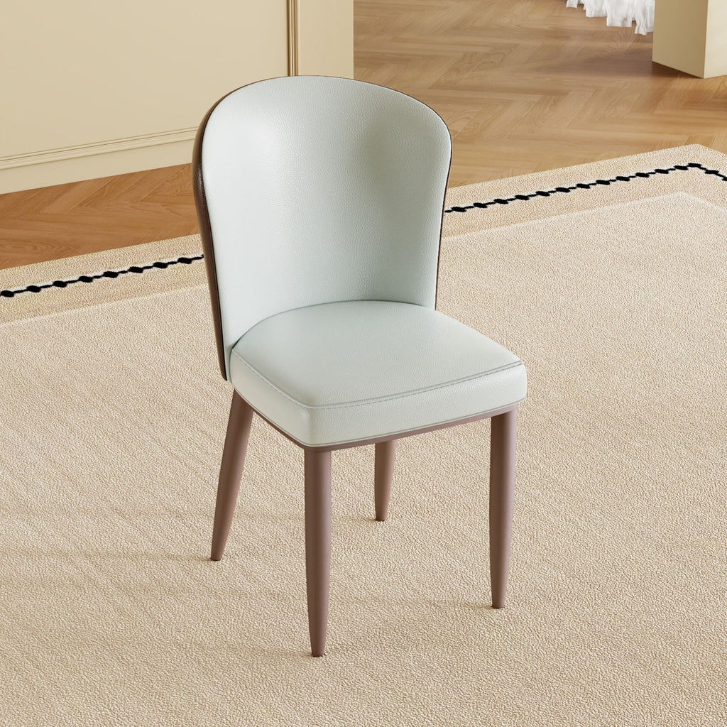White Dining Chair Set with Carbon Steel Legs and Comfortable Seating