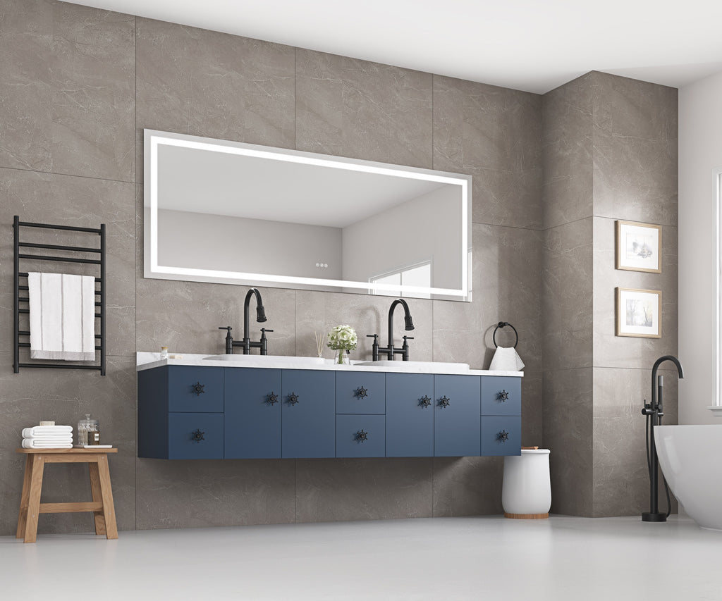 72" x 32" LED Bathroom Mirror with Front and Backlight - Anti-Fog Glass