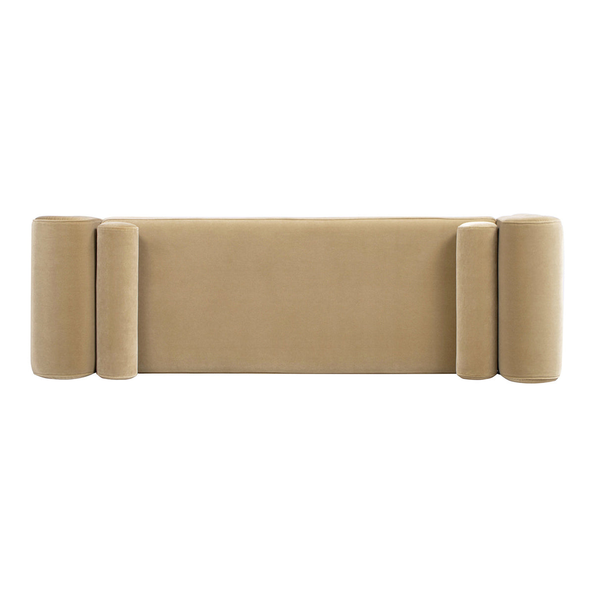 Mason 60.5" Upholstered Bench with Arched Arms and Bolster Pillows - Camel Brown Beige Velvet