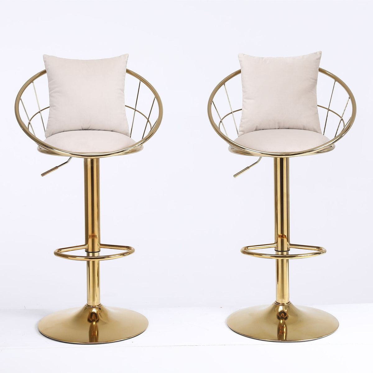 Adjustable Velvet Bar Stool Set with 360° Rotation - Multiple Colors