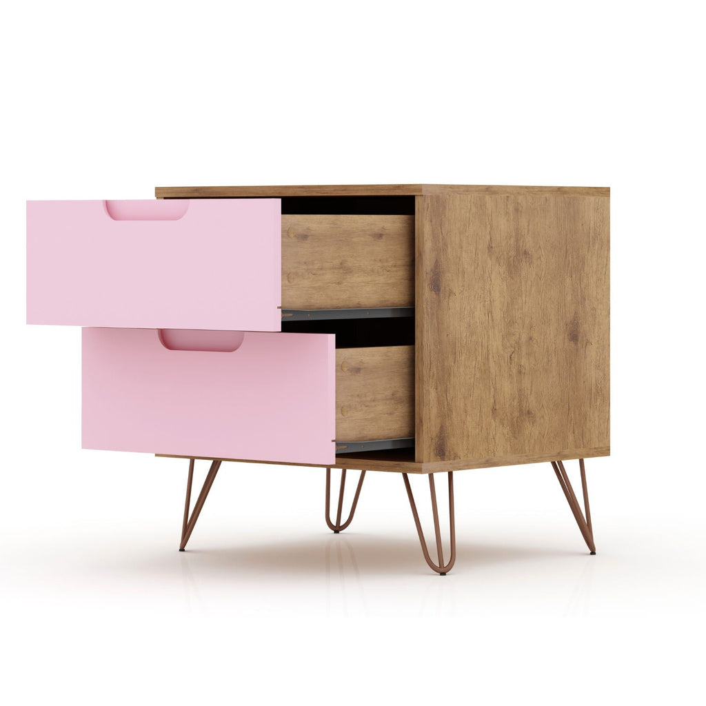 2 Drawer Nightstand with Durable Splayed Legs - Multiple Colors