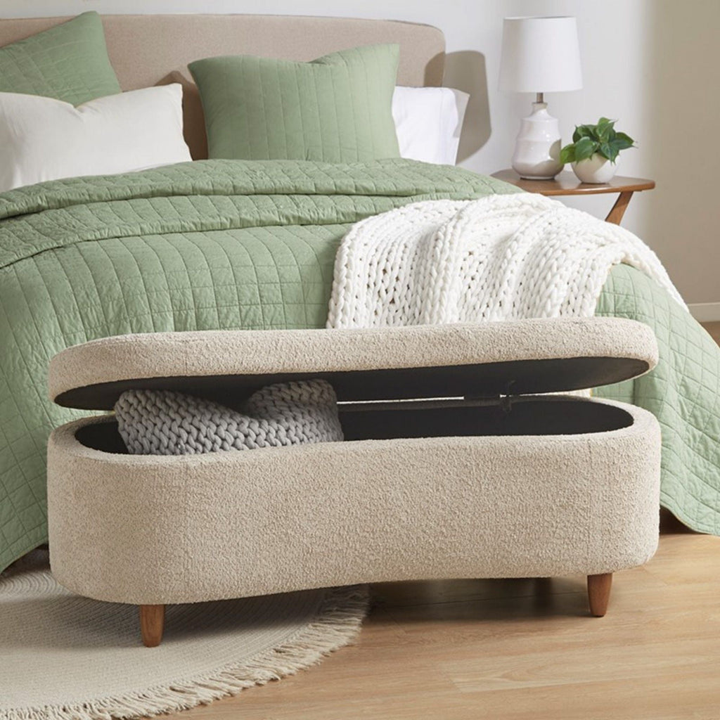 Flip Top Storage Bench with Soft Close Hinges - Light Brown, Beige, or Dark Green