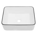Modern European Style Ceramic Rectangular Vessel Bathroom Sink with Above-Counter Installation - Black or Gold