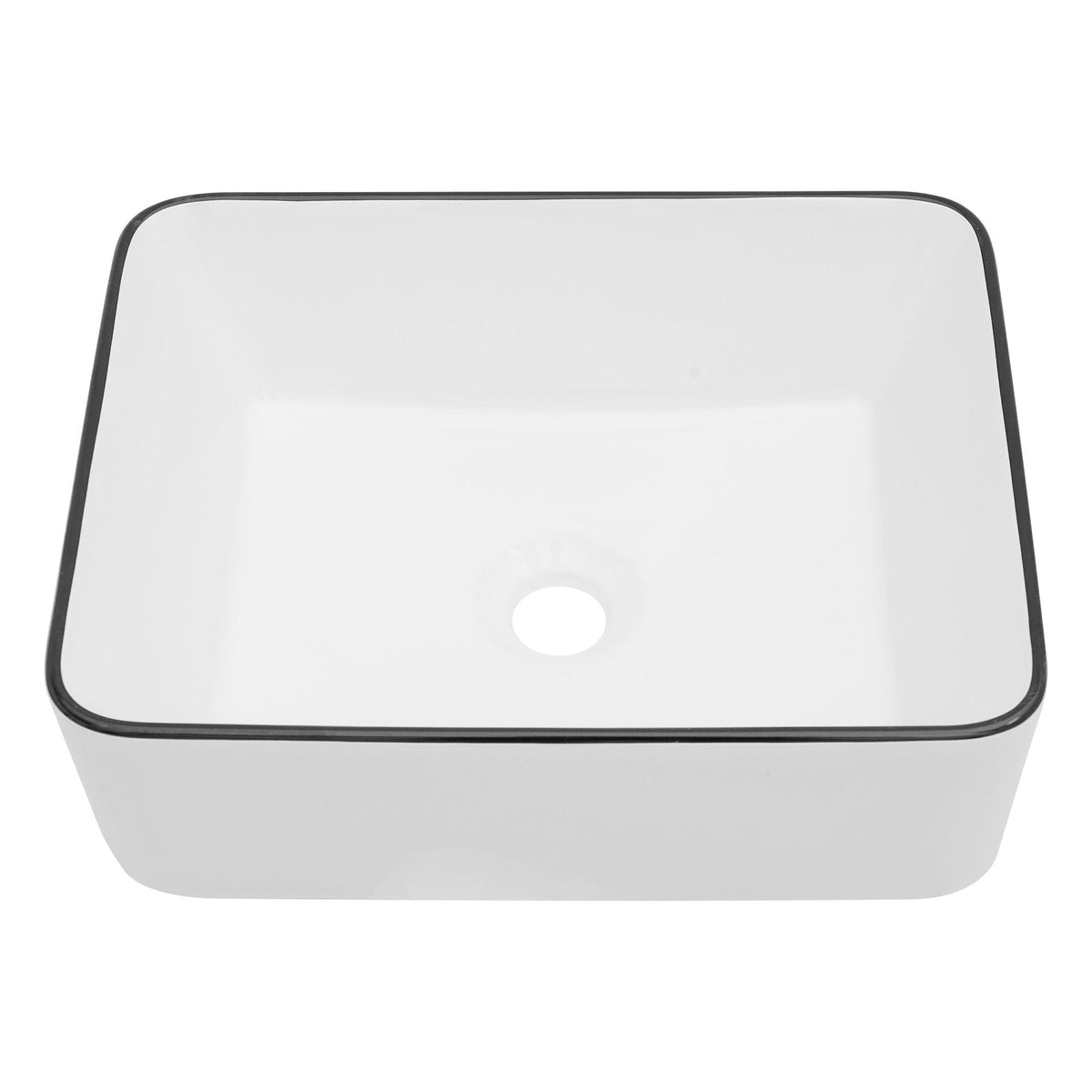 Modern European Style Ceramic Rectangular Vessel Bathroom Sink with Above-Counter Installation - Black or Gold