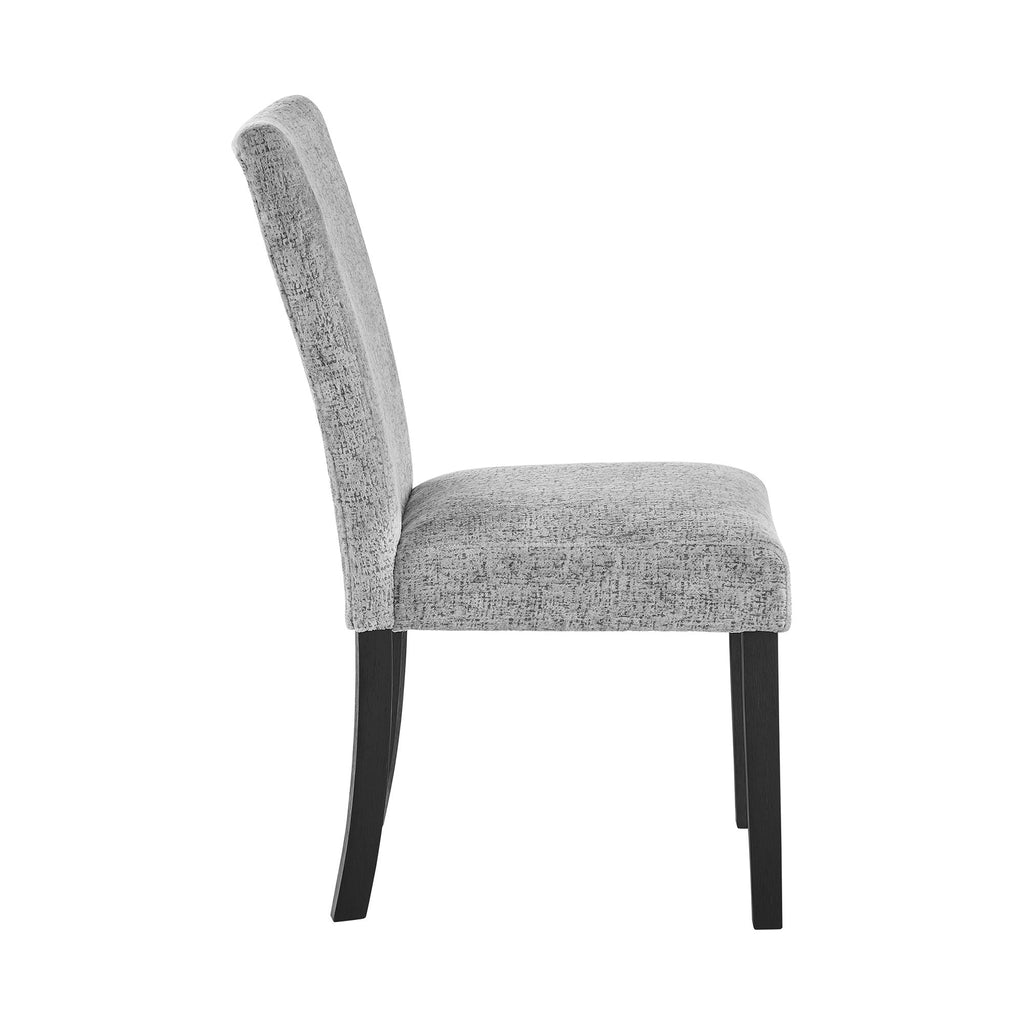 Gray Dining Chair Set with Solid Back - Fabric Upholstery