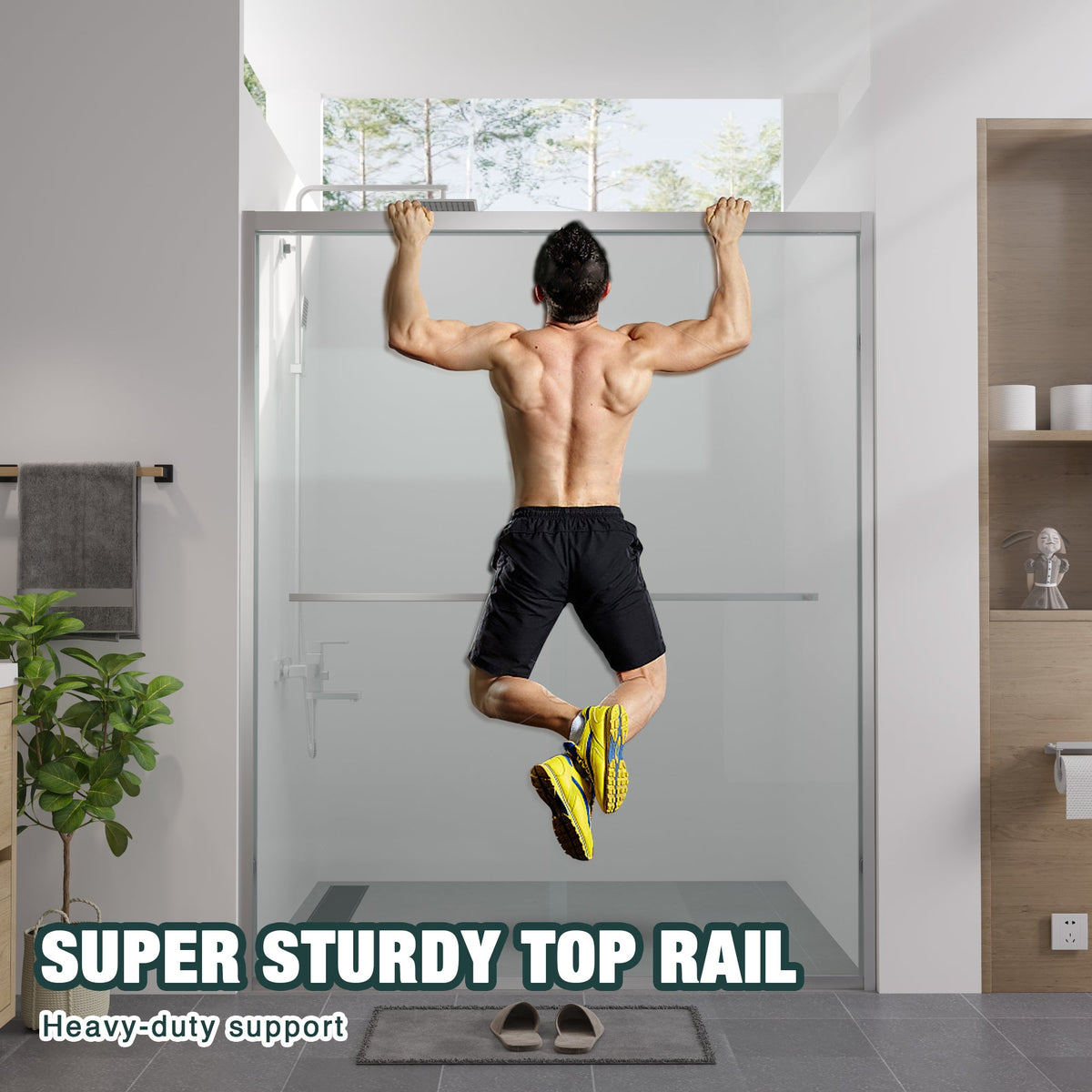Aluminum Frame Double Sliding Shower Door with Clear Tempered Glass - Chrome
