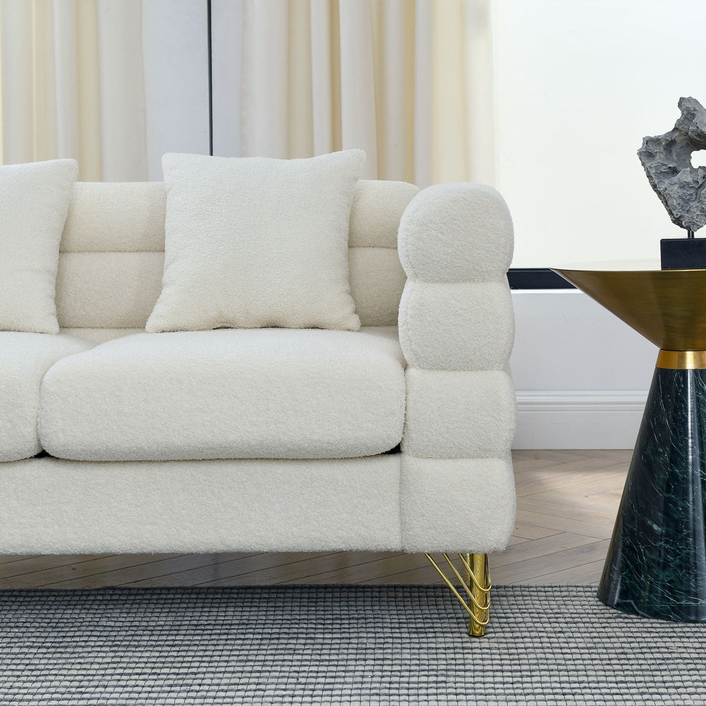 Oversized 2 Seater Sectional Sofa with Deep Seating and 2 Pillows - Dark Green or Beige